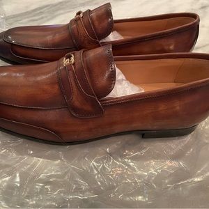 Gucci Mens Brown Leather Interlink Loafers size 44 (USA 10.5)